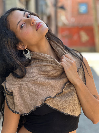 Camel Tan Sweater Neck Scarf