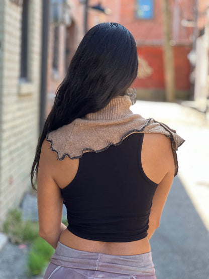 Camel Tan Sweater Neck Scarf