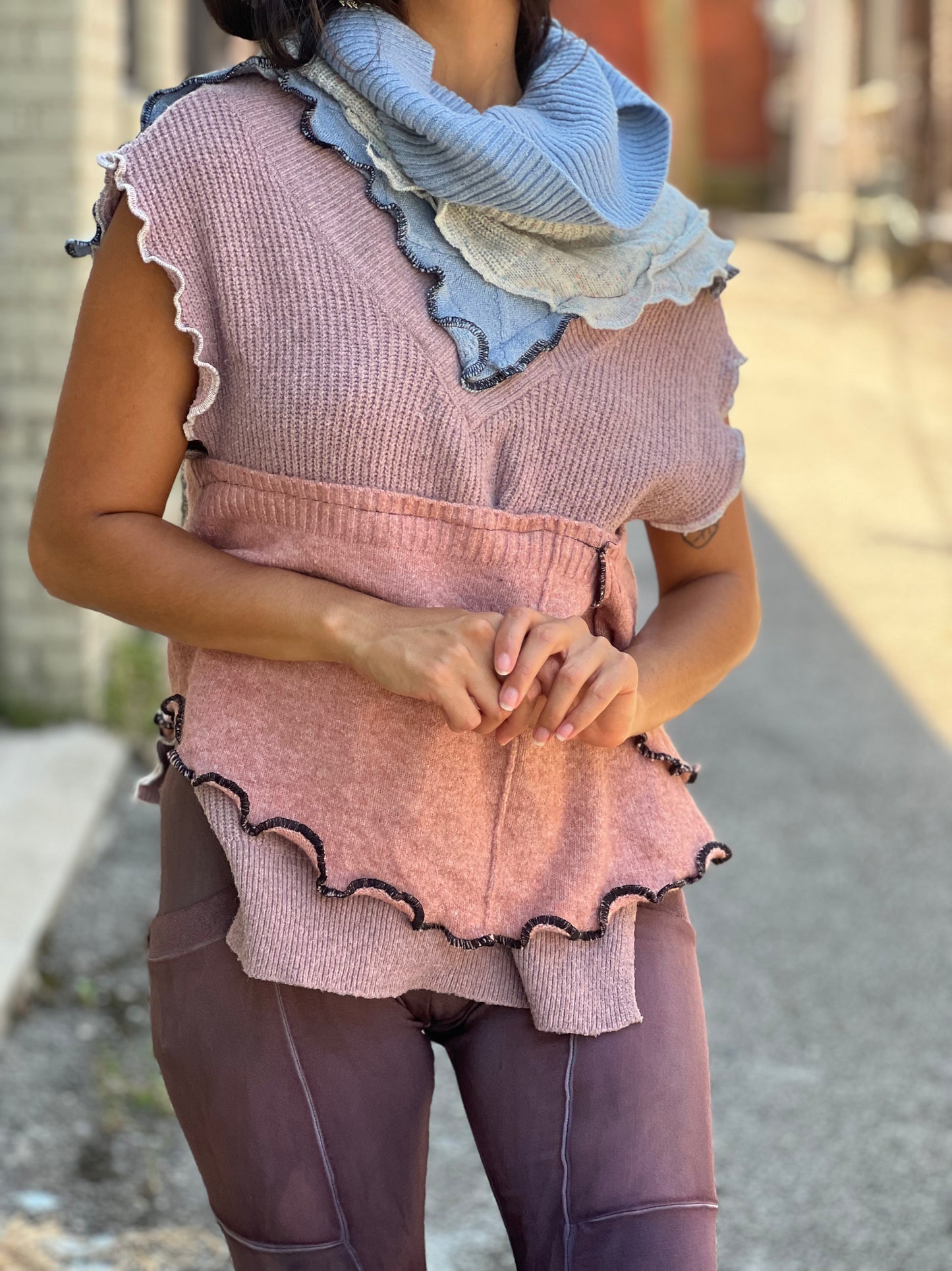 Jawbreaker Mixed Cowl Sweater Top