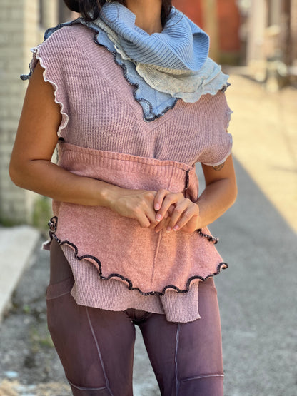 Jawbreaker Mixed Cowl Sweater Top