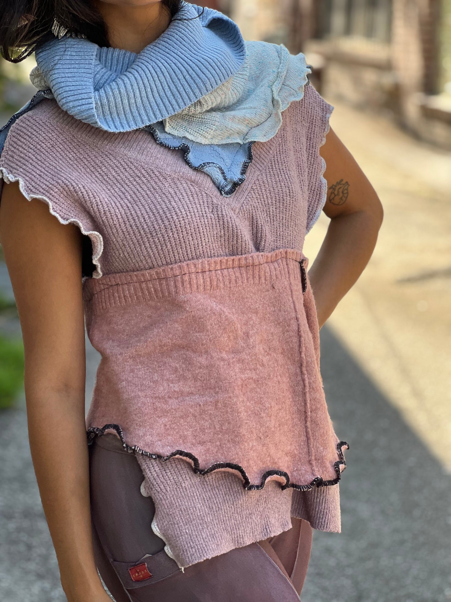 Jawbreaker Mixed Cowl Sweater Top