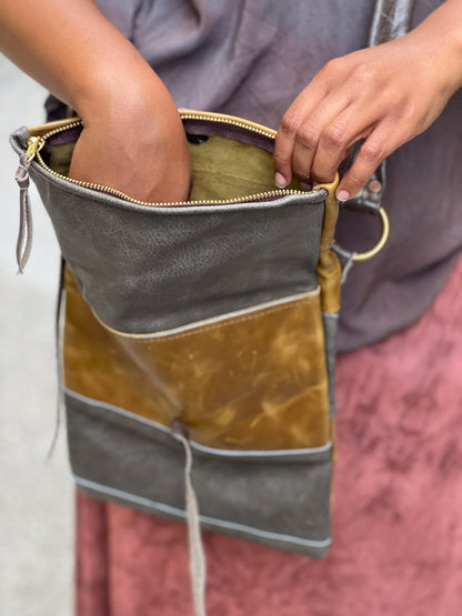 Two-Tone Fold Cross Body Bag