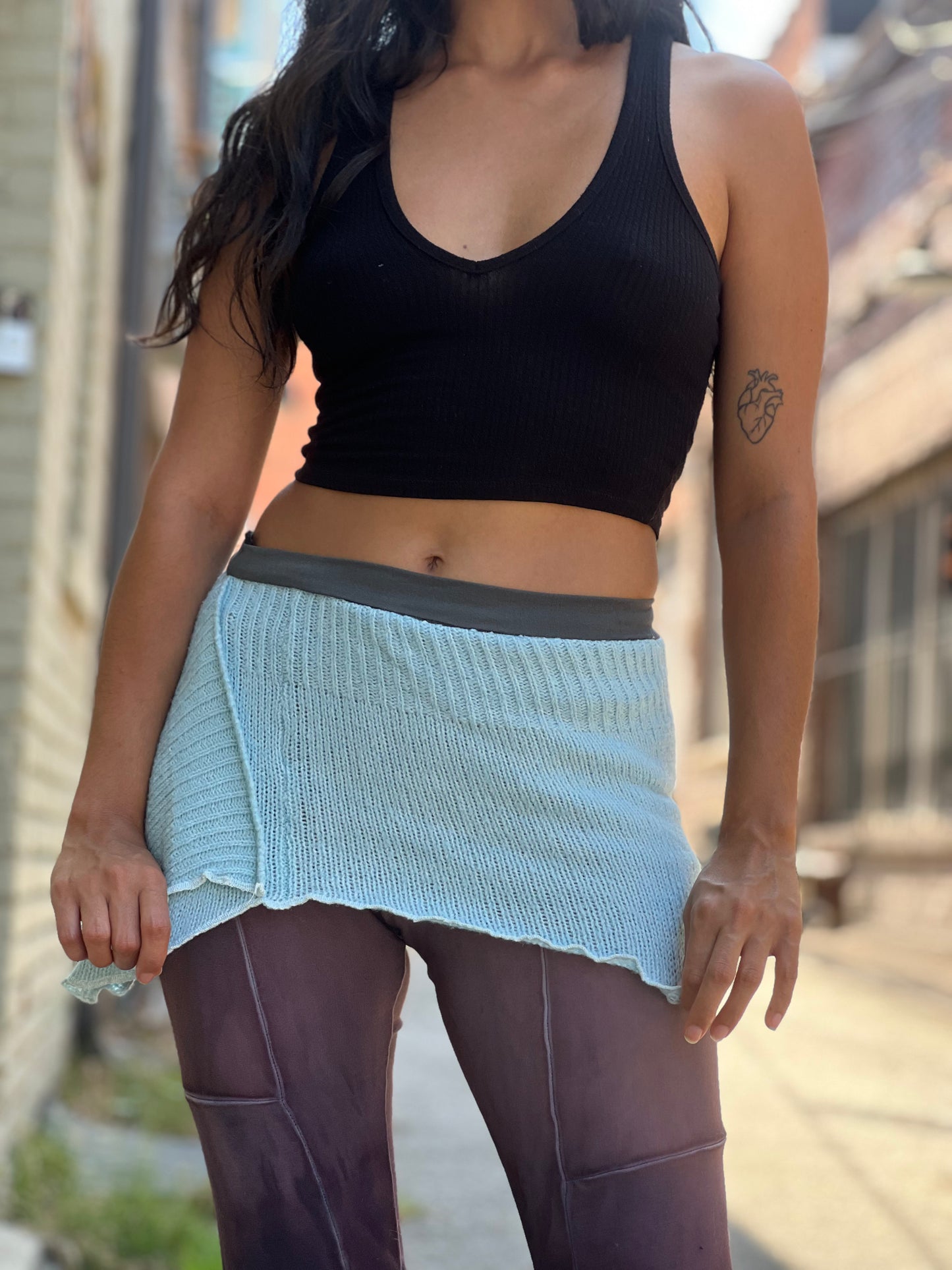 Baby Blue Mini Sweater Skirt