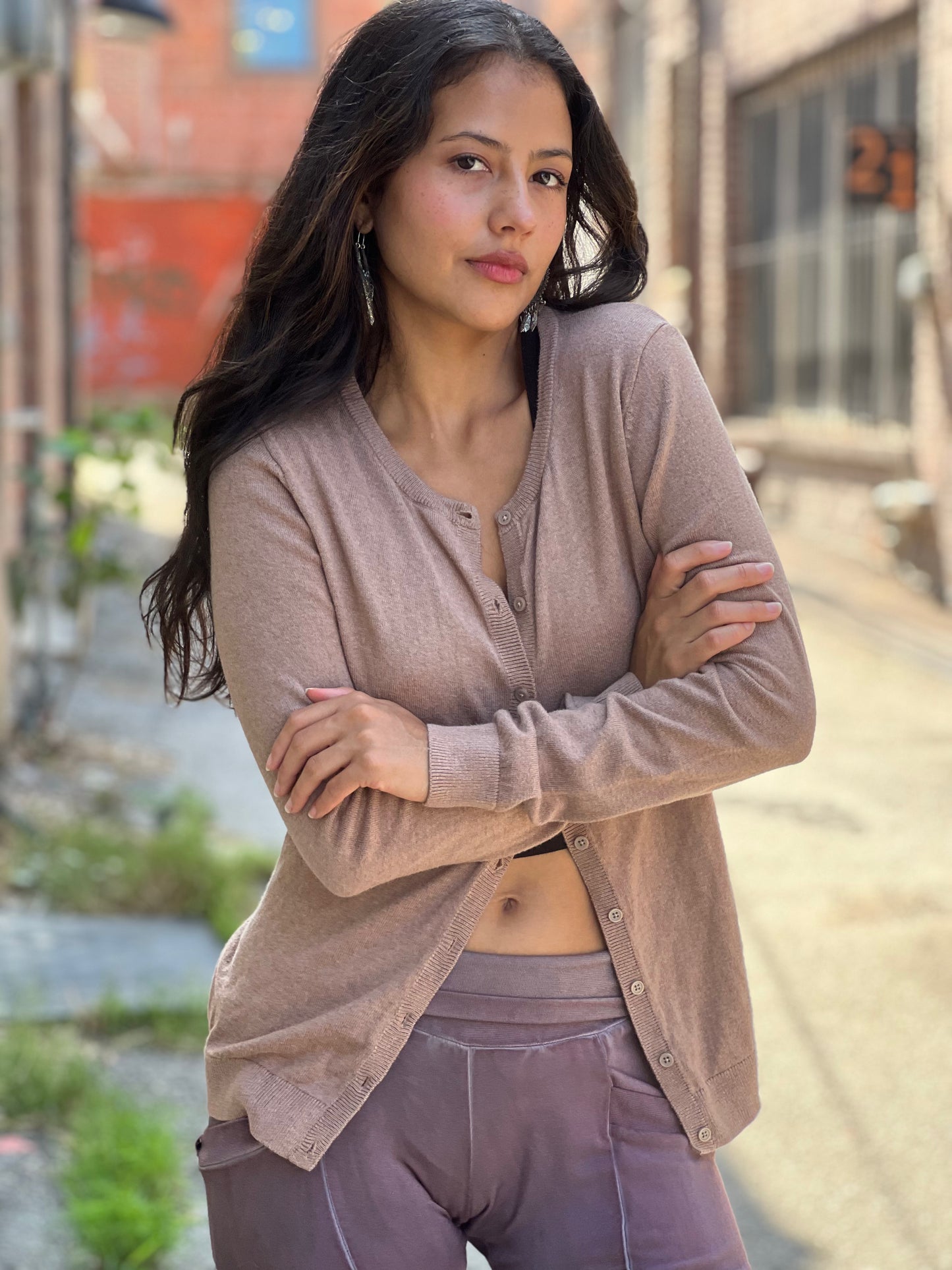 Tan 'Transformation' Print Cardigan
