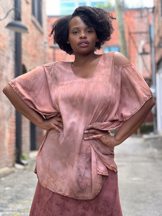 Dusty Rose 100 % Rayon Drape Top