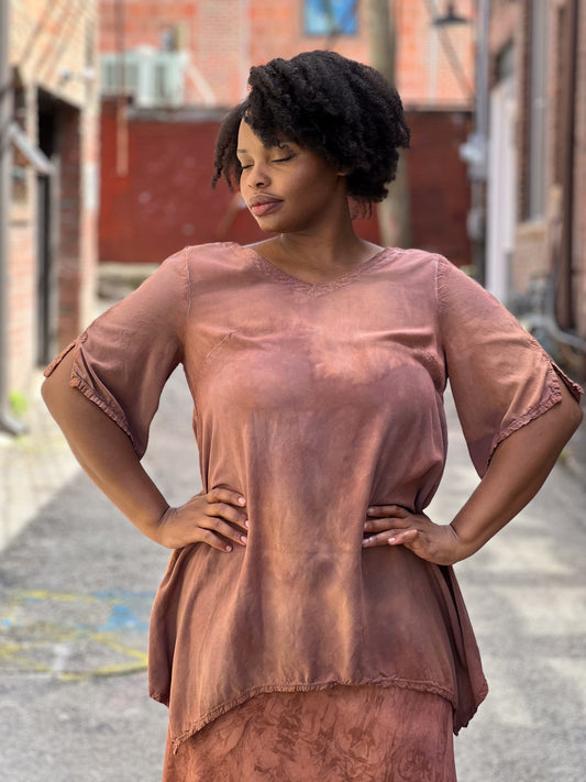 Dusty Mauve 100% Rayon Drape Top