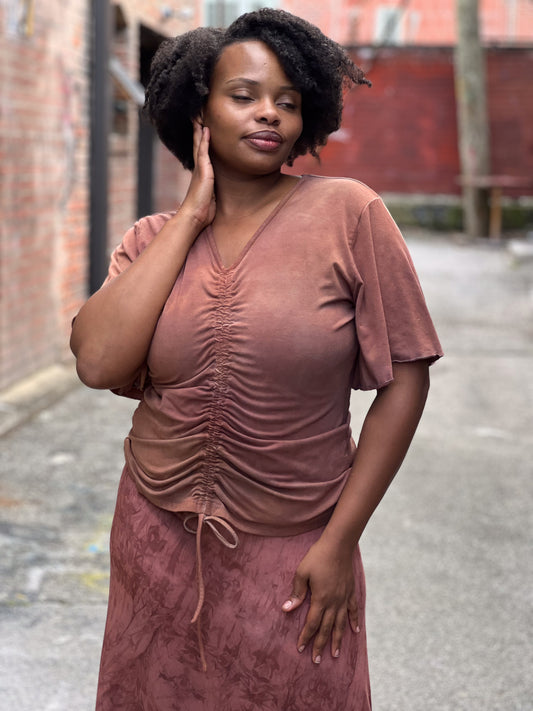 Drawstring Dusty Mauve 100% Rayon Top