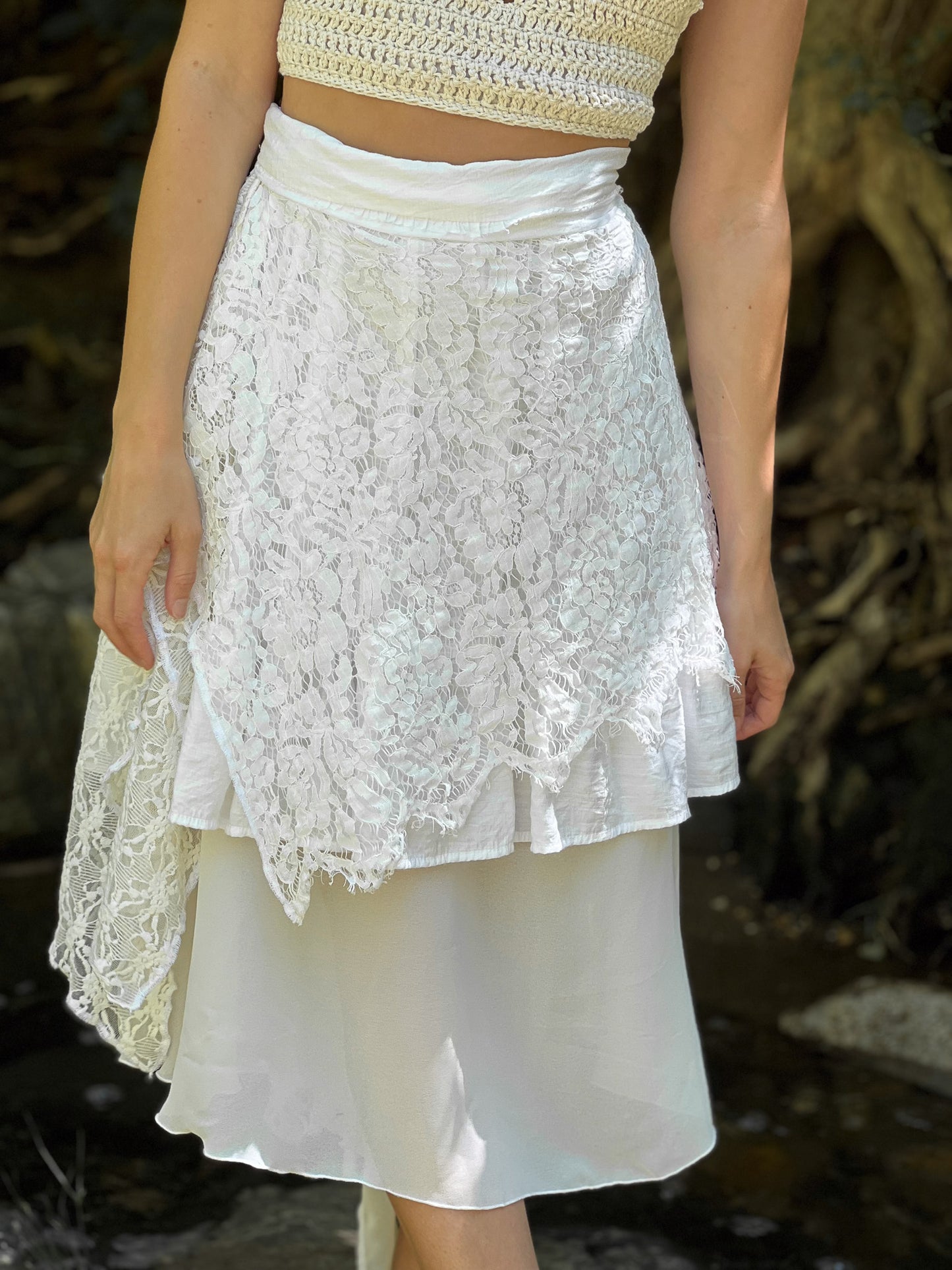 Layered Floral Ivory Lace Goddess Skirt