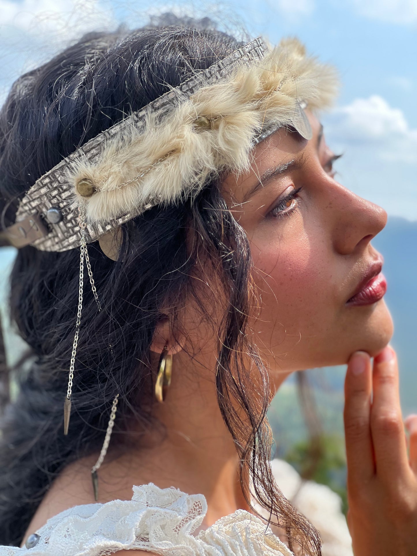 Sovereign Fawn Fur Crown Headband