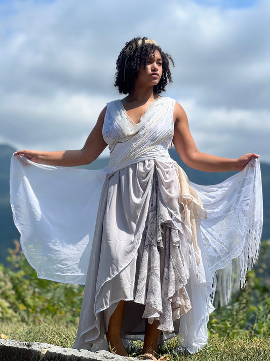 She Wolf Deep Neck Layered Gown