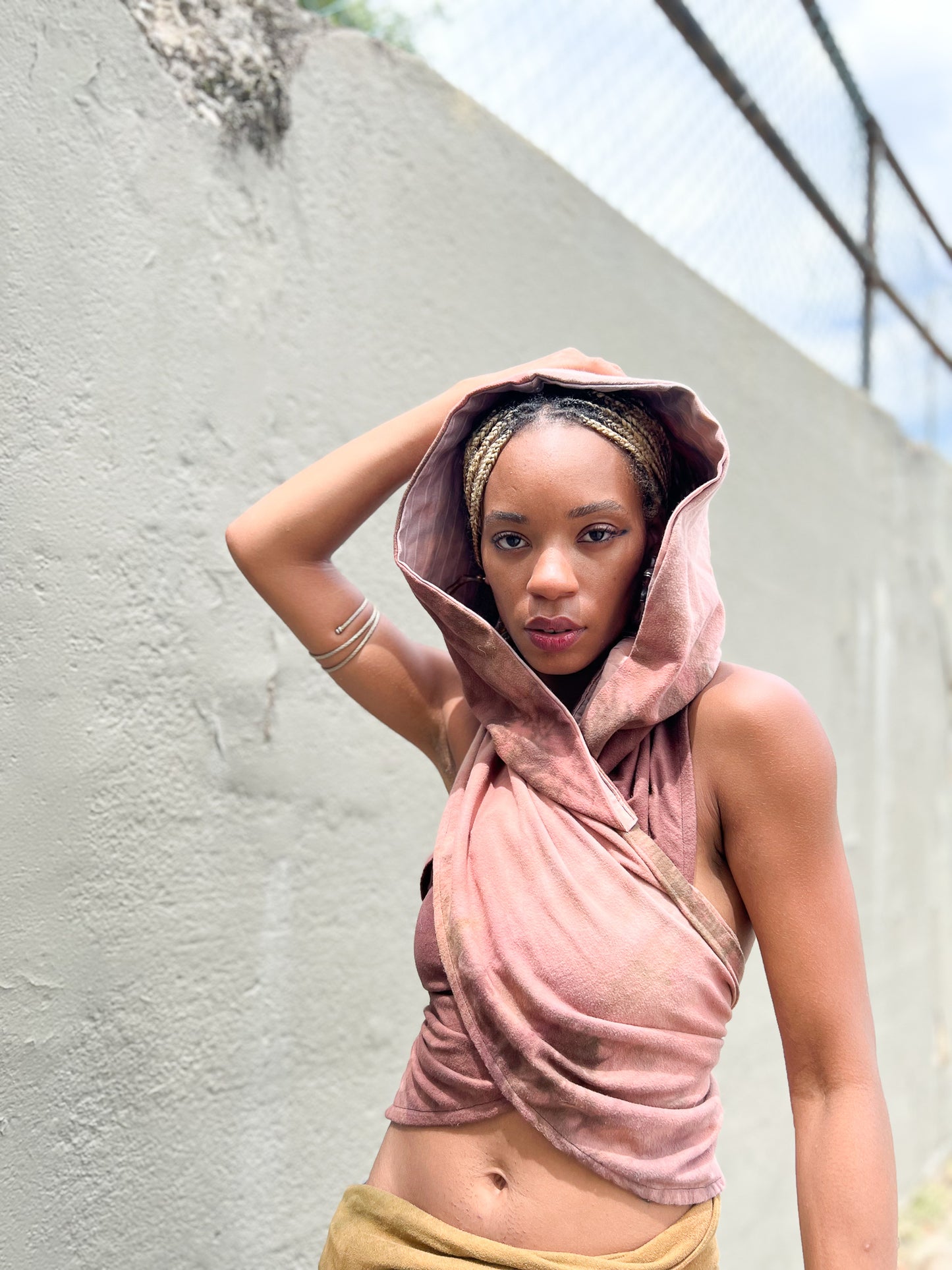 Rose Wrap-Around Hooded Top