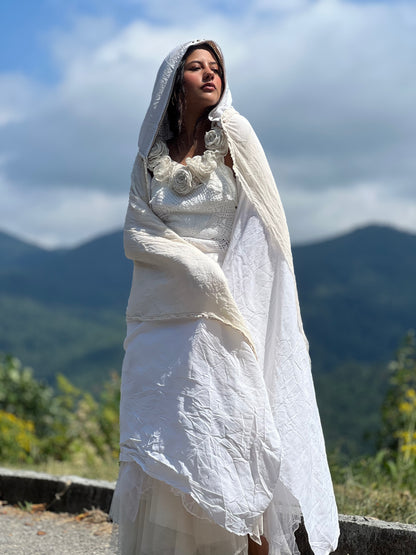 Hooded Silk & Lace Cape / Cloak