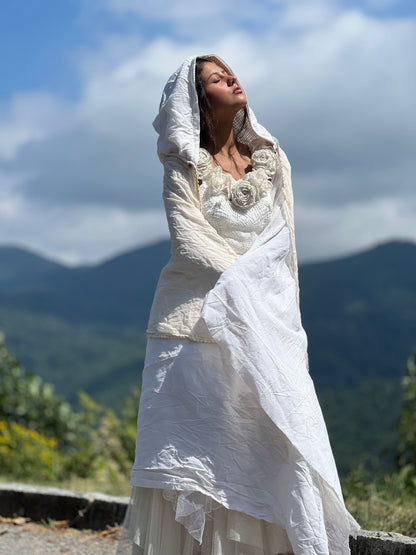 Hooded Silk & Lace Cape / Cloak