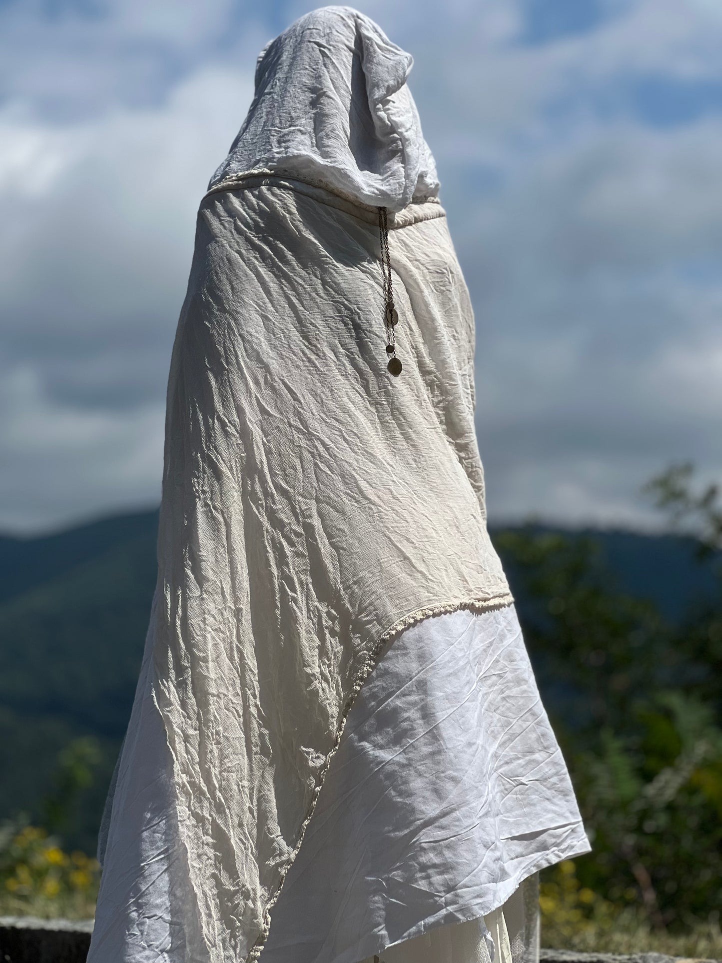 Hooded Silk & Lace Cape / Cloak