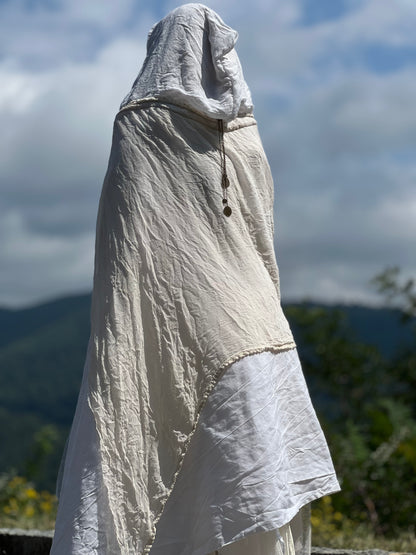 Hooded Silk & Lace Cape / Cloak