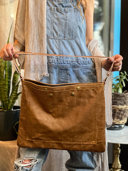 Cedar Leather Slouchy Shoulder Bag