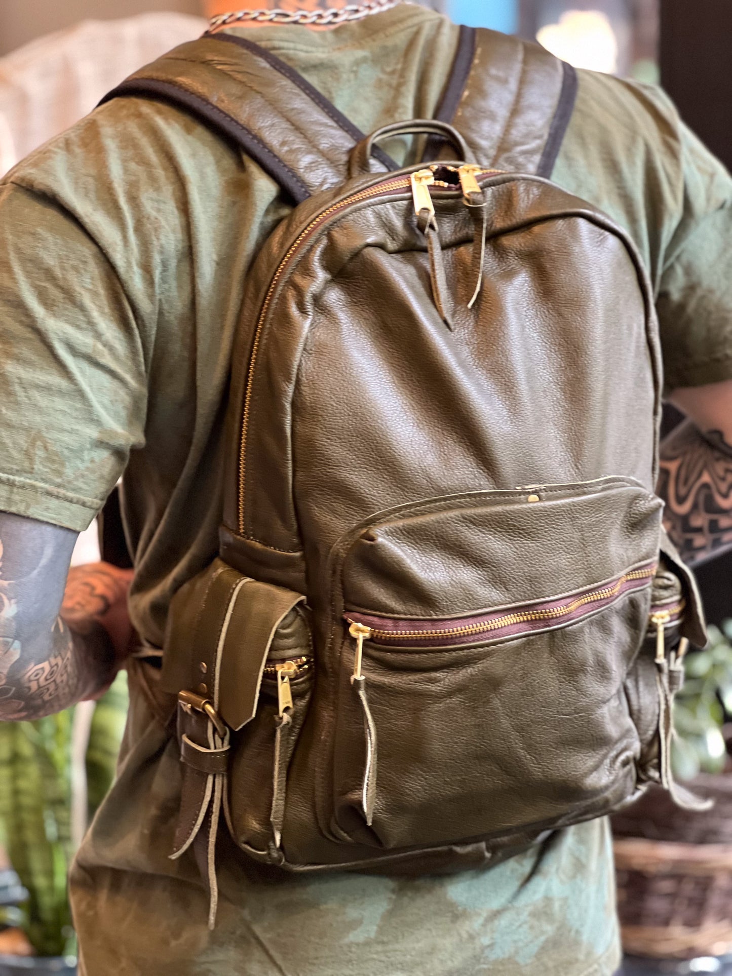 Jade Leather Backpack