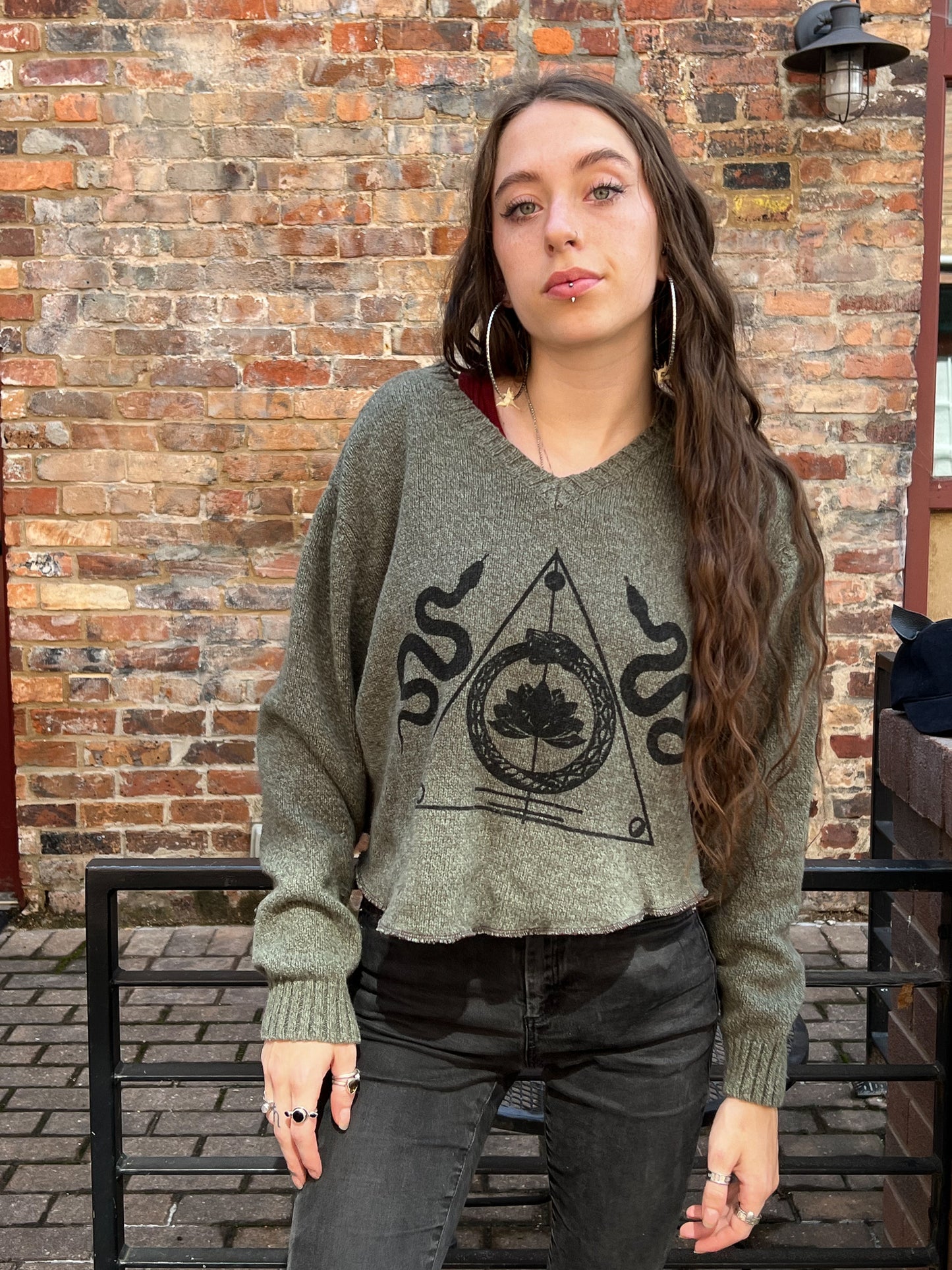 Olive Drab Crop Sweater