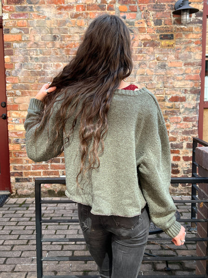 Olive Drab Crop Sweater