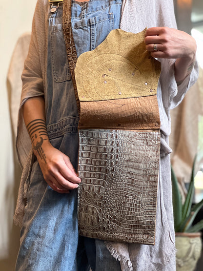 Brown Lunar Moon Patchwork Crossbody Bag