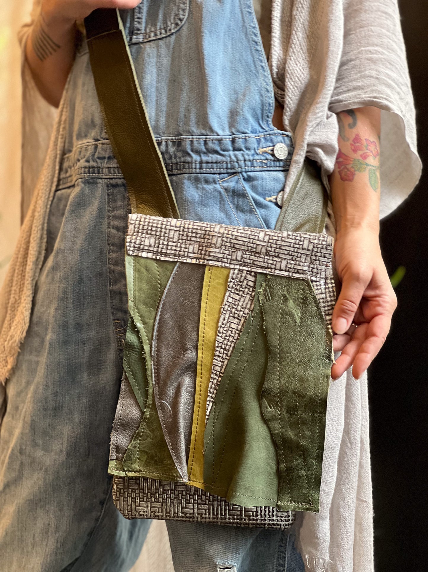 Jade Patchwork Leather Crossbody Bag
