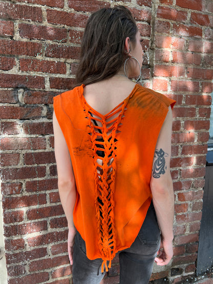 Orange Goodluck Lover Weaved Tank