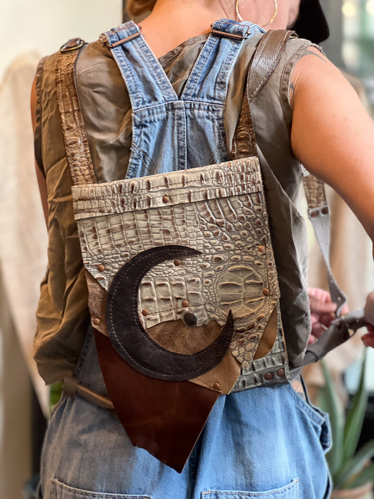 Rustic Moon Leather Mini Backpack