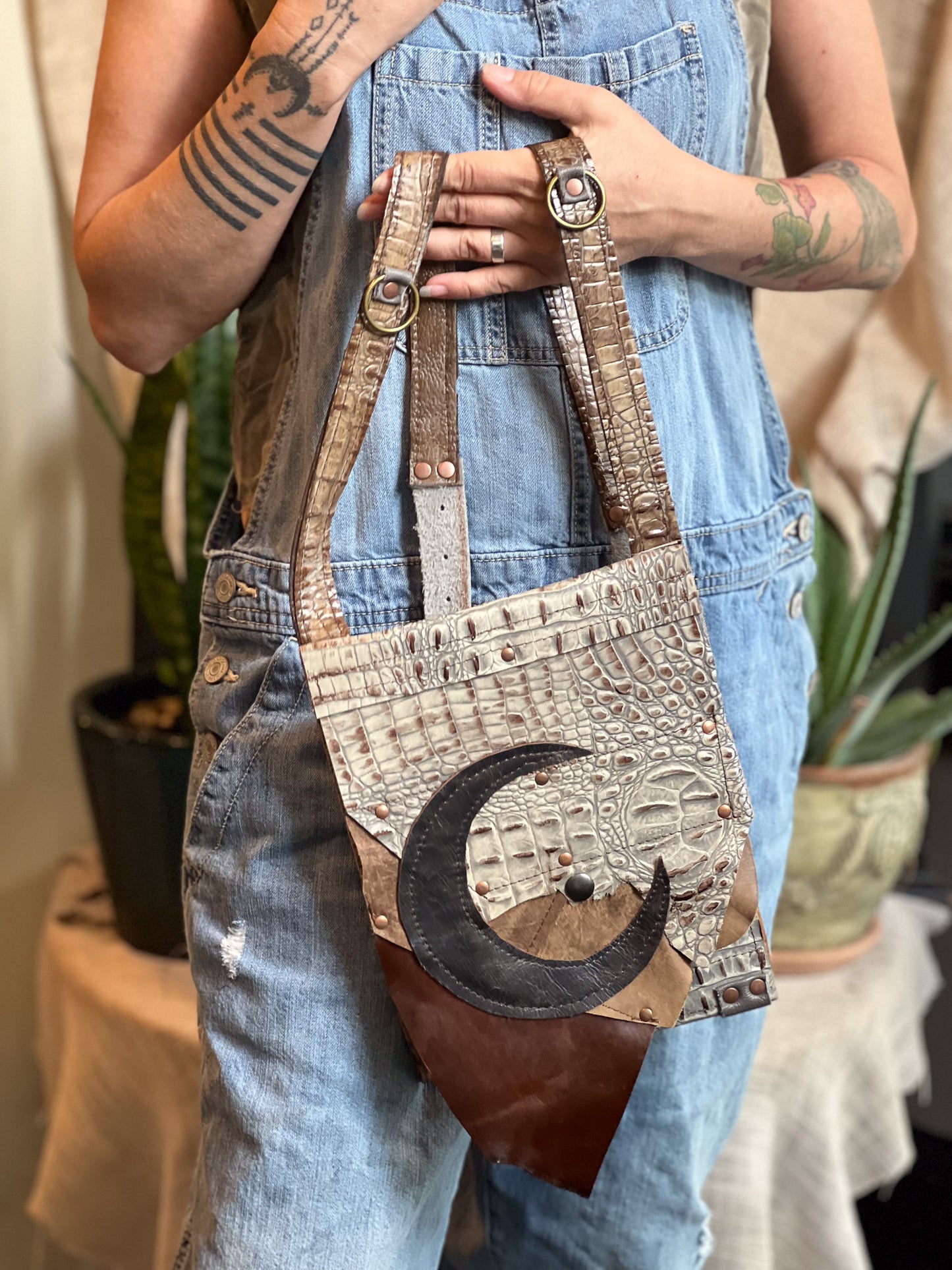 Rustic Moon Leather Mini Backpack