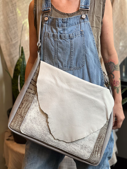 Ivory & Hide Leather Messenger Bag