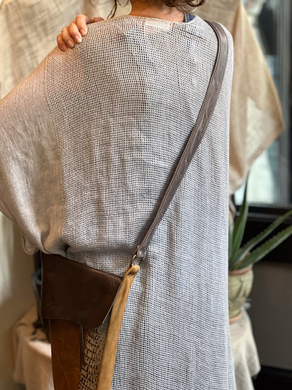 Brown & Gator Embossed Leather Messenger Bag