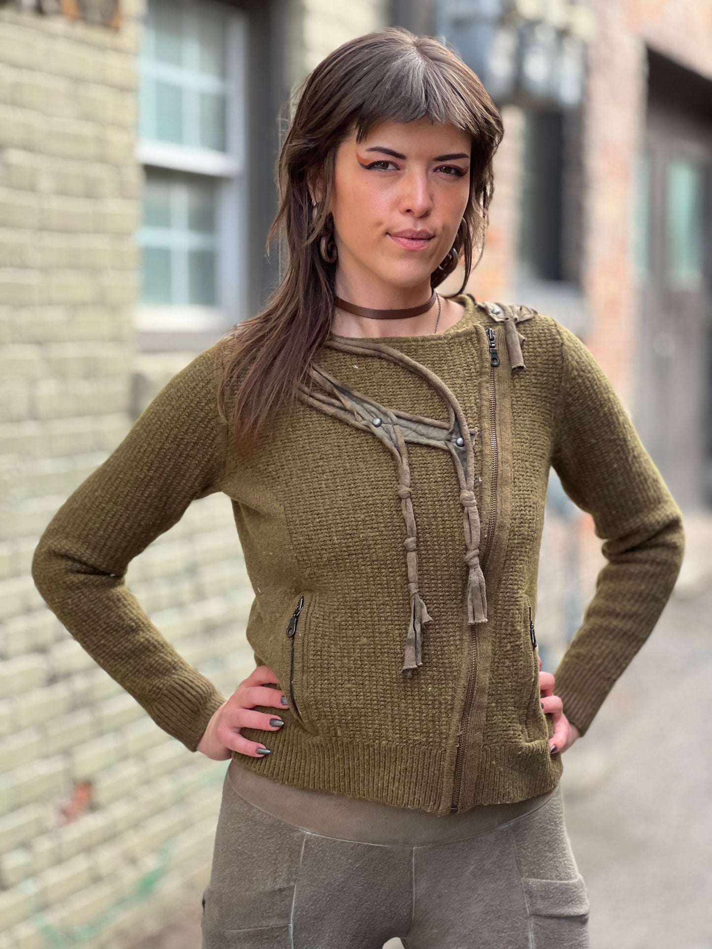 Pine & Fleece Fabric Zip-up Sweater