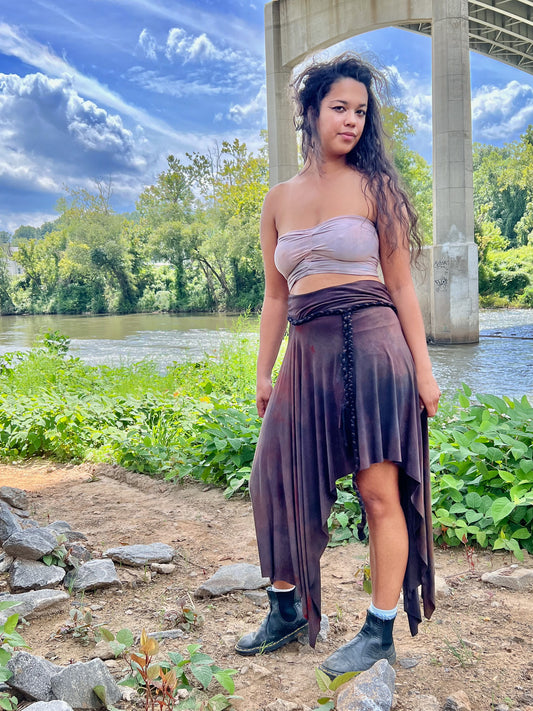 Bruised Plum High Low Bamboo Skirt