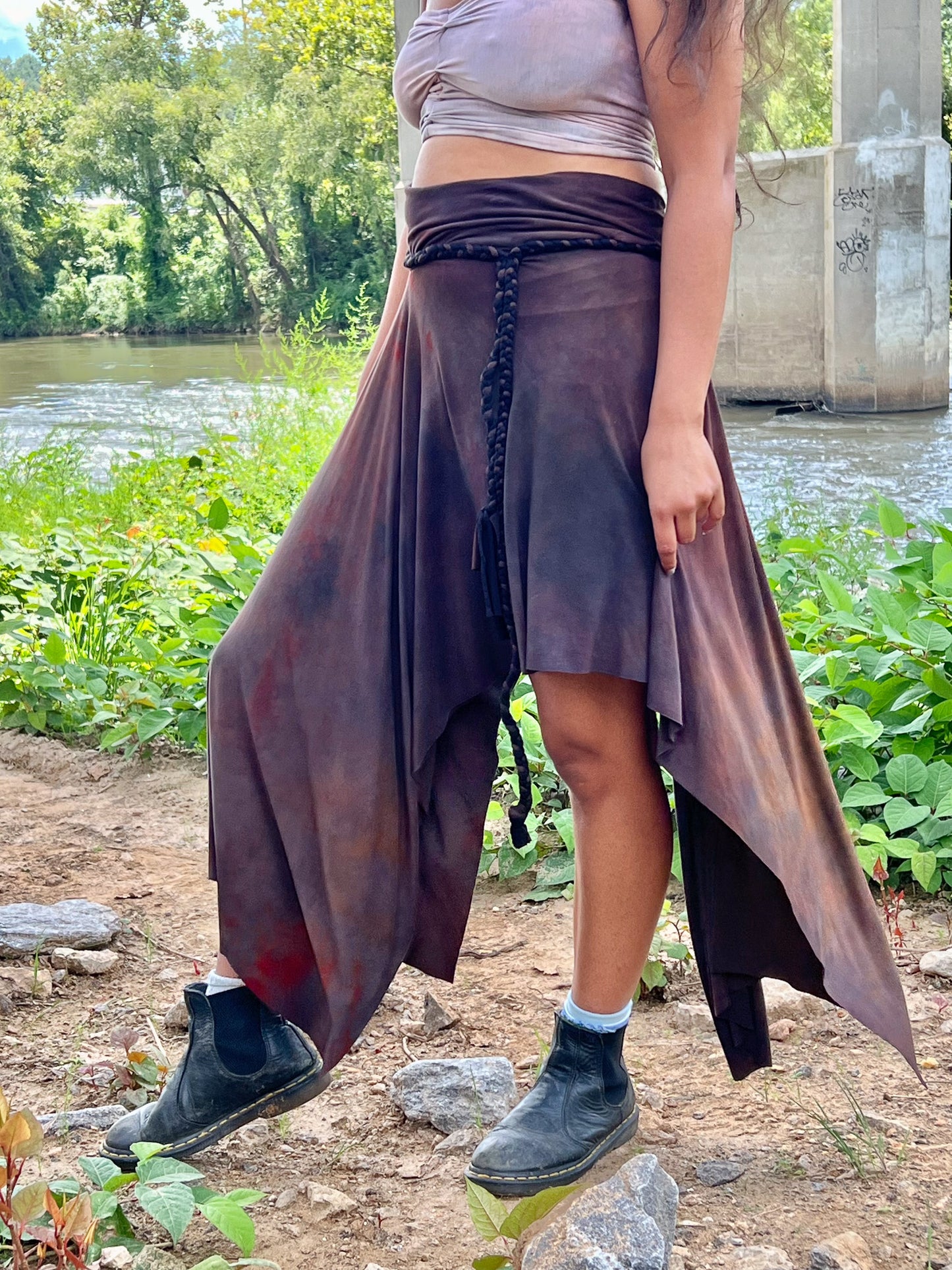 Bruised Plum High Low Bamboo Skirt