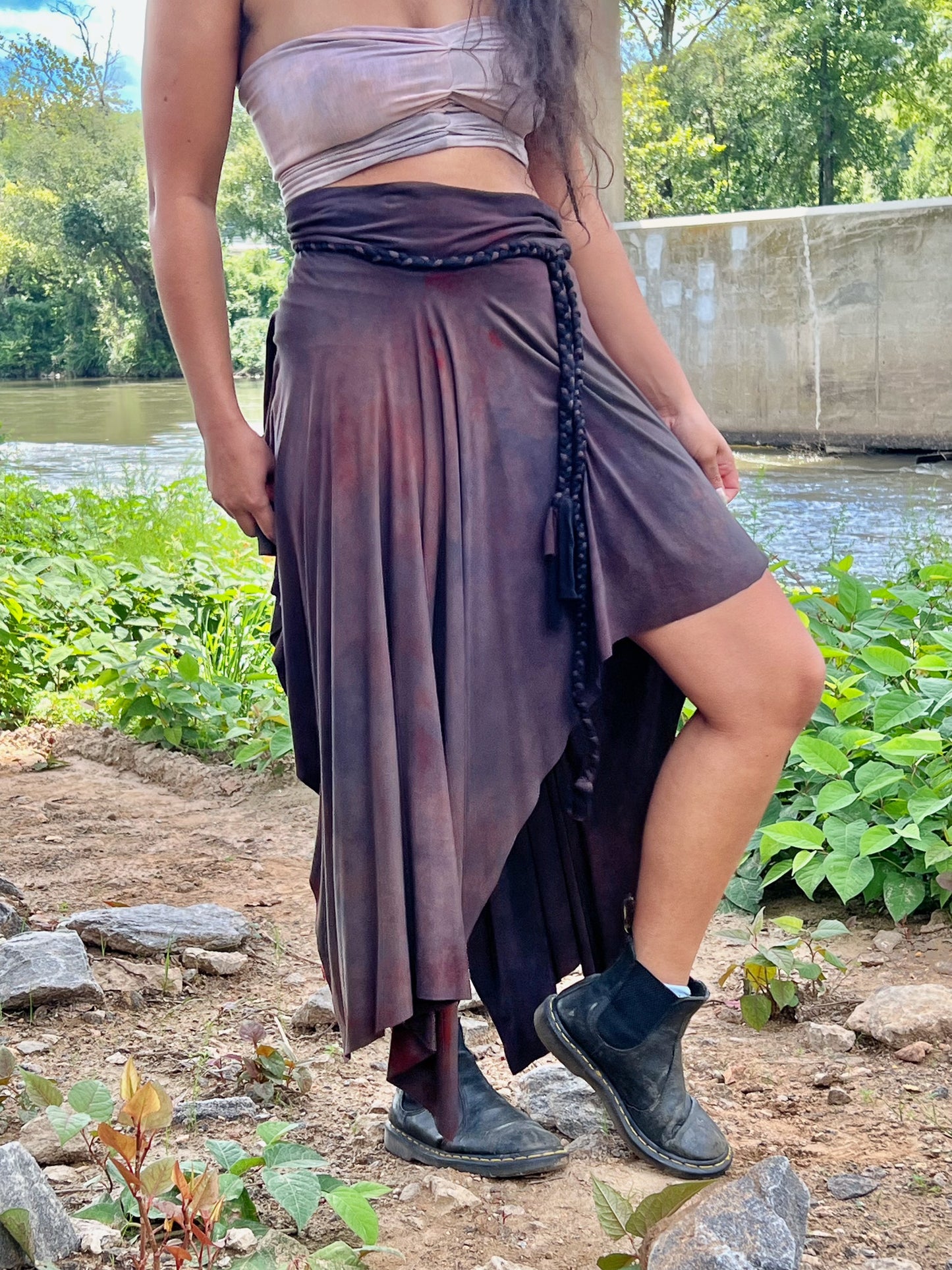 Bruised Plum High Low Bamboo Skirt