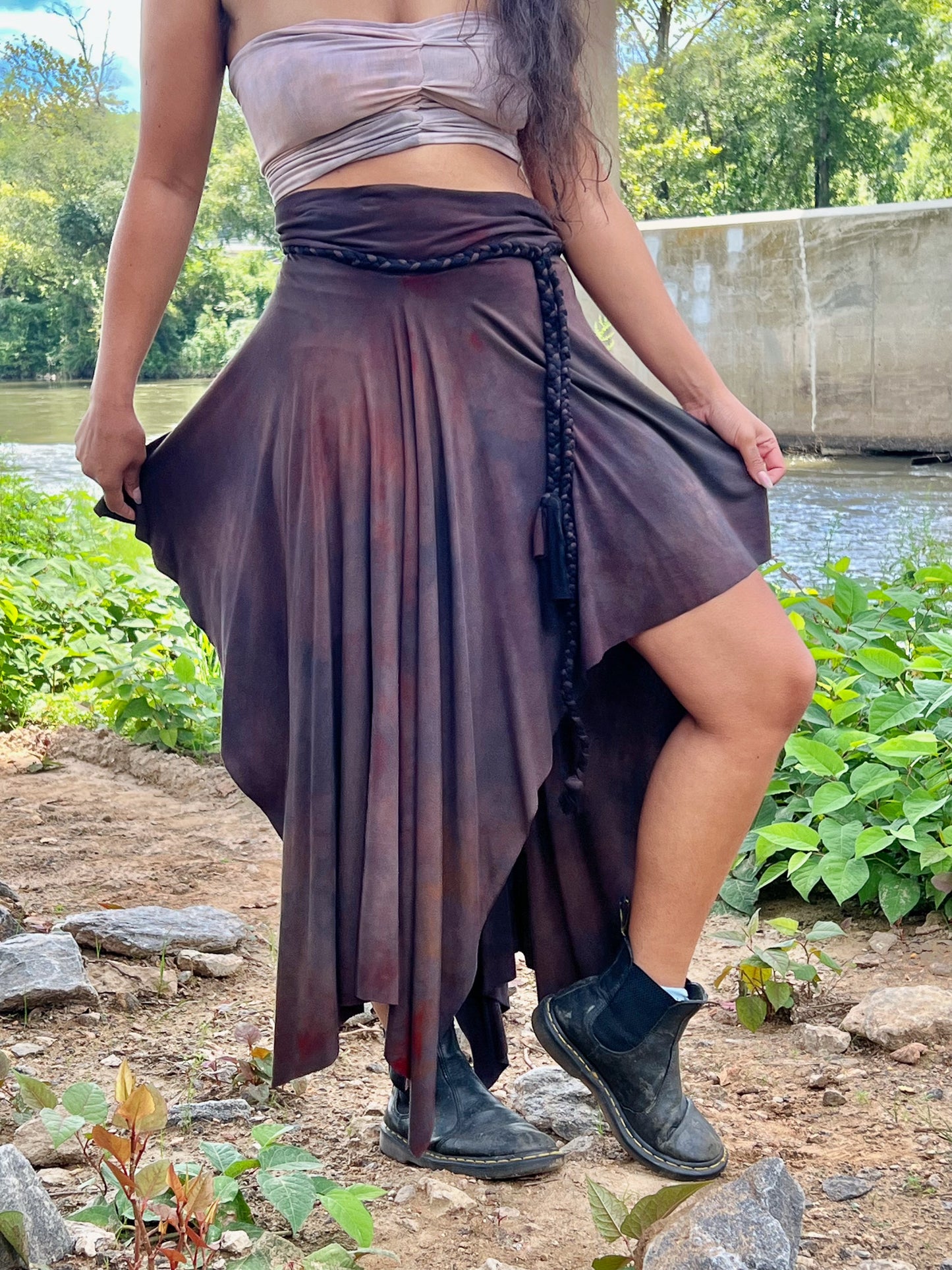 Bruised Plum High Low Bamboo Skirt