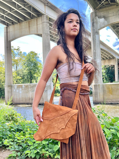 Soft Nubuck Sienna Leather Crossbody Bag