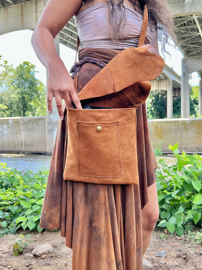 Soft Nubuck Sienna Leather Crossbody Bag