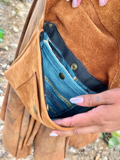 Soft Nubuck Sienna Leather Crossbody Bag
