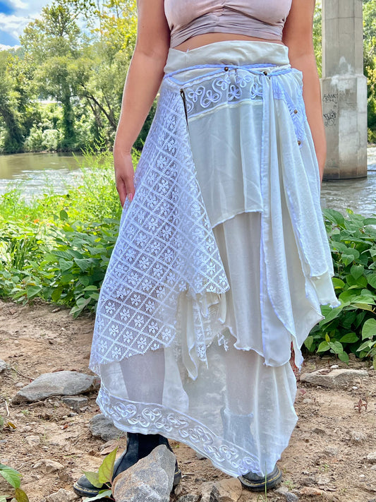 Cream Sheer & Lace She-Wolf Skirt