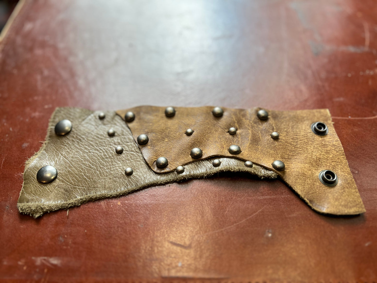 Studded Brown Leather Cuff