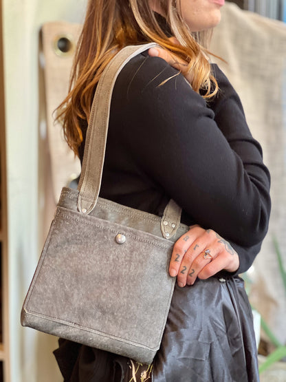 Smokey Grey Leather Mini Tote
