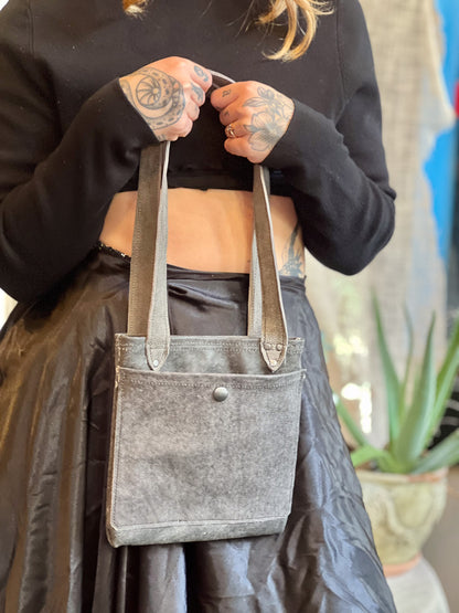 Smokey Grey Leather Mini Tote