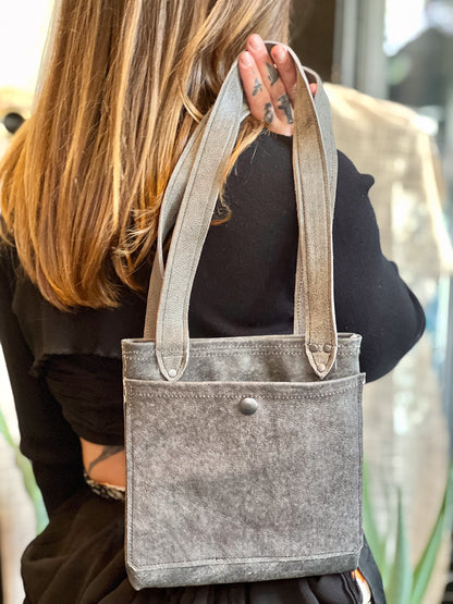 Smokey Grey Leather Mini Tote