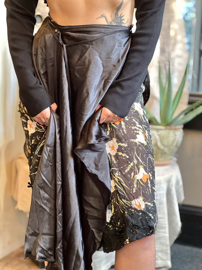 Floral Dark Goddess High / Low Skirt