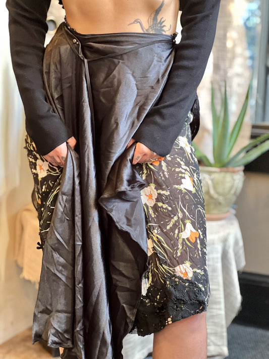 Floral Dark Goddess High / Low Skirt
