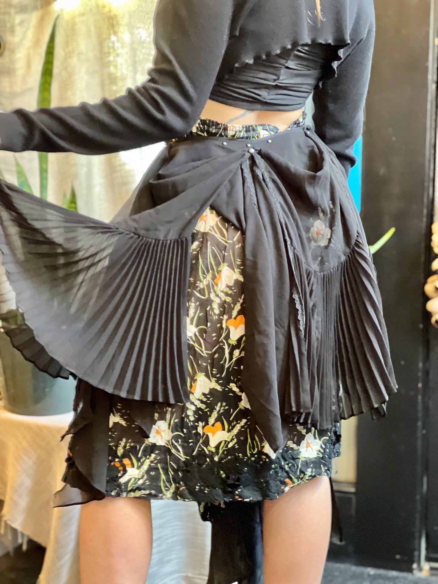 Floral Dark Goddess High / Low Skirt