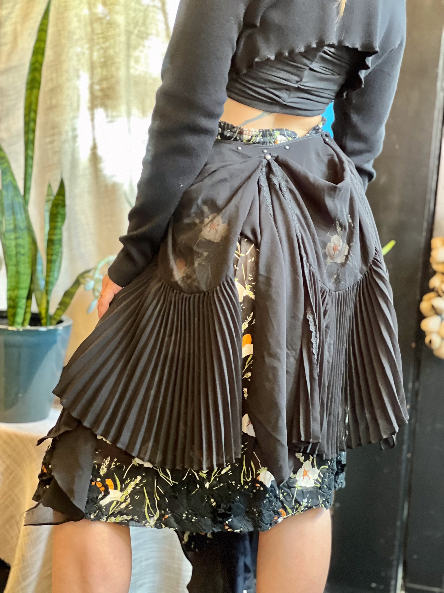 Floral Dark Goddess High / Low Skirt