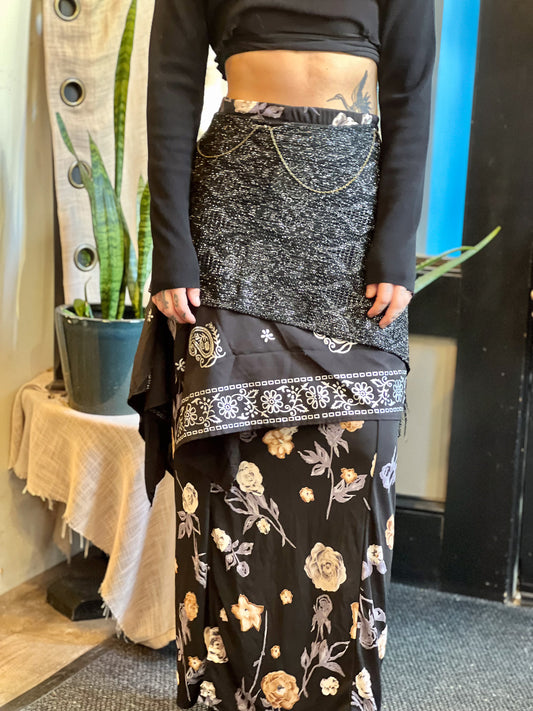 Layered & Chained Dark Goddess Maxi Skirt