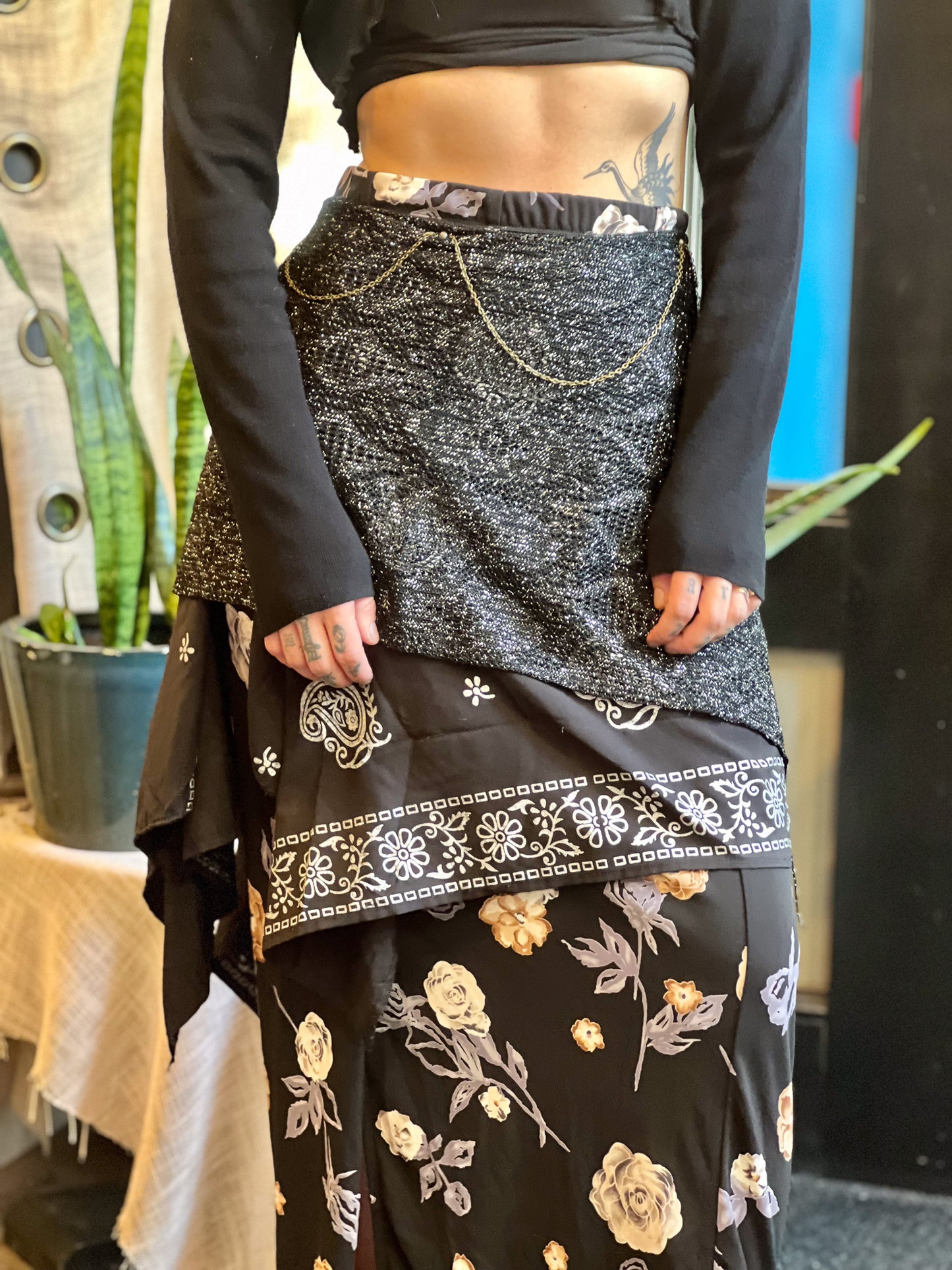 Layered & Chained Dark Goddess Maxi Skirt
