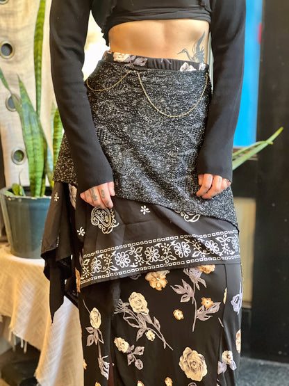 Layered & Chained Dark Goddess Maxi Skirt